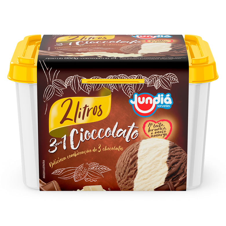Sorvete Jundiá 3 Chocolates 2lt - Covabra