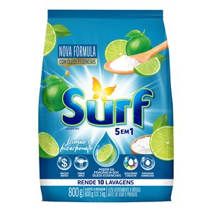 Lava Roupas Surf Limão e Bicarbonato Sachê 800g