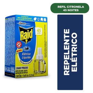 Refil Elétrico Raid 45 Noites Citronela 32,9ml