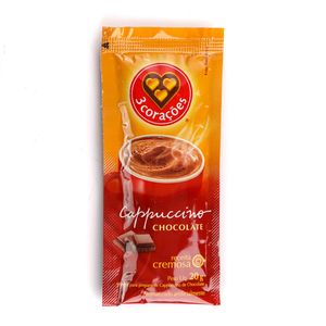 Cappuccino 3 Corações Chocolate Sachê 20g