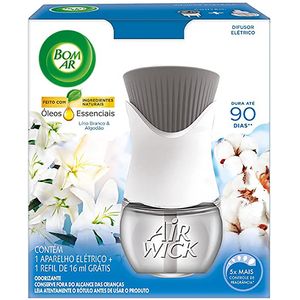 Aparelho Elétrico Bom Ar Lírio Branco & Algodão + Refil 16ml