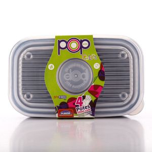 Conjunto Potes Plasútil Pop Retangular 4 Peças
