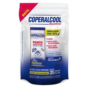 Panos Umedecidos Coperalcool Bacfree Clássico Refil com 35Unidades