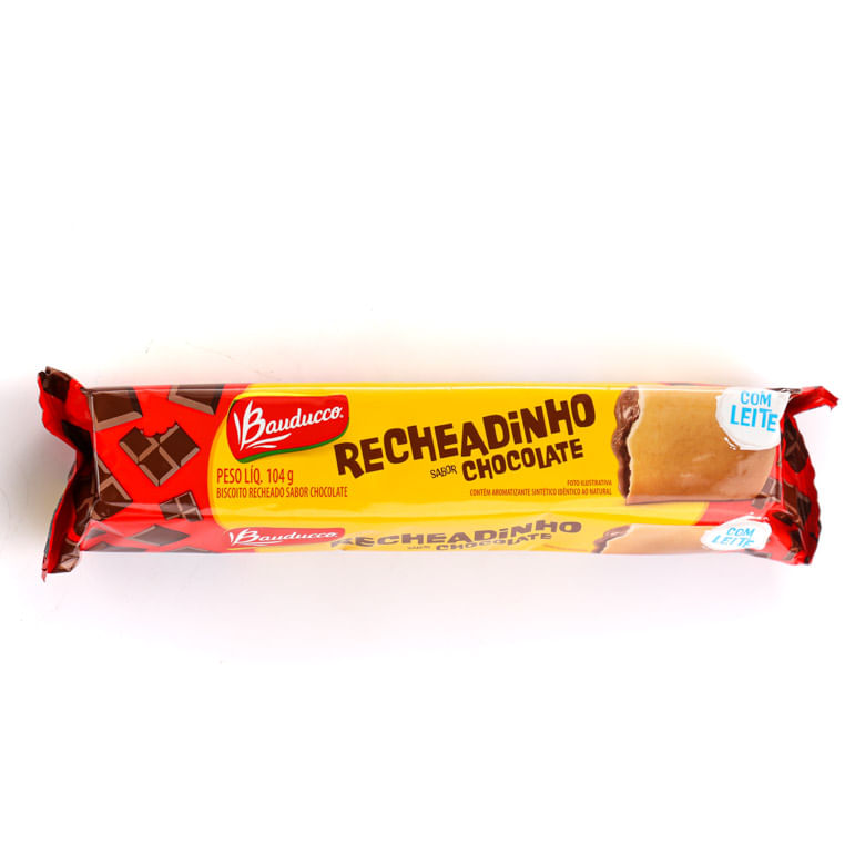 Biscoito Recheio Chocolate Bauducco Recheadinho Pacote 104g