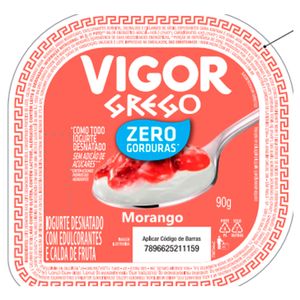 Iogurte Vigor Grego Zero Morango 90g