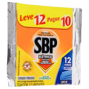 Pastilha Elétrica SBP Refil Citronela Leve 12 Pague 10Unidades