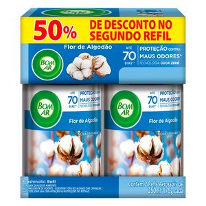 Desodorizador Bom Ar Freshmatic Flor Algodão com 50% Desconto no Segundo Refil