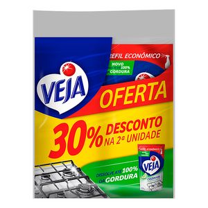 Limpador Veja Cozinha com 30% Desconto no Segundo Refil 400ml