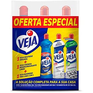 Limpador Veja Multiuso + Banheiro + Cozinha 500ml Oferta Especial