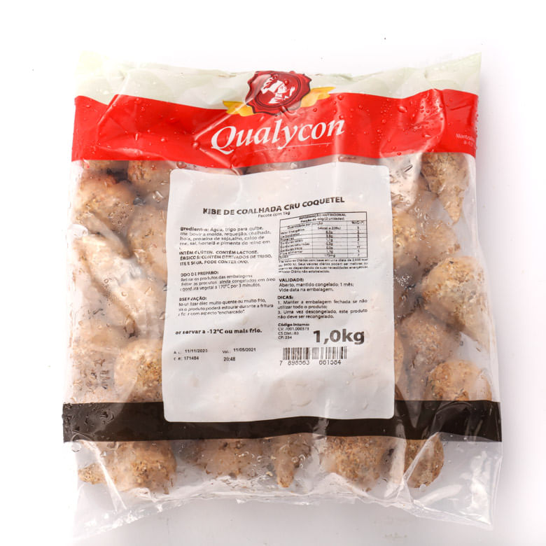 Mini Salgadinho Qualycon Kibe com Coalhada Cru Pacote 1kg