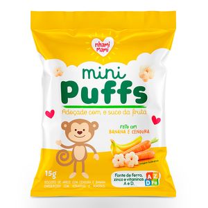Biscoito Nhami Mami Mini Puffs Banana e Cenoura 15g