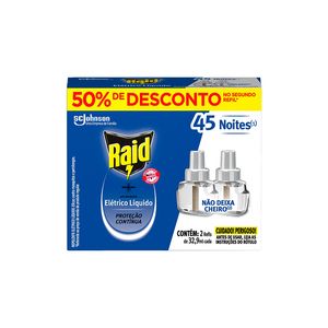 Refil Elétrico Raid 45 Noites 32,9ml com 50% Desconto no Segundo Refil 2Unidades