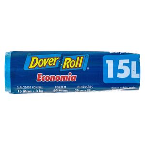 Saco Plástico Dover Roll para Lixo Economia Azul 15L 60Unidades