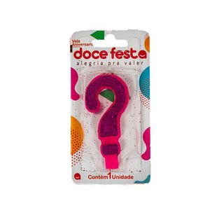Vela Aniversário Doce Festa Interrogação Gliter Pink