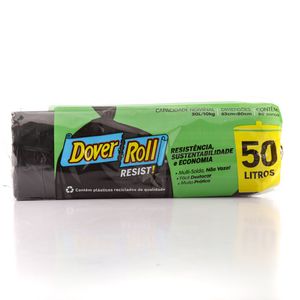 Saco Plástico Dover Roll Resist, para Lixo Preto 50l 20Unidades