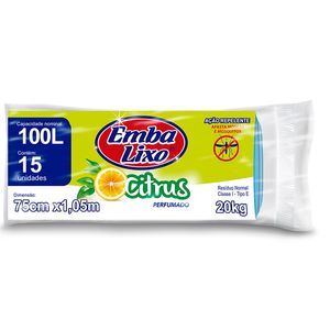 Saco Plástico Embalixo para Lixo Citrus 100lt 15un