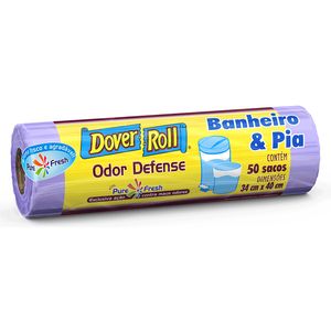 Saco Plástico Dover Roll para Lixo Pia e Banheiro Odor Defense 50Unidades