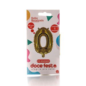 Balão Doce Festa Metalizado Ouro N.0 40cm
