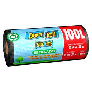Saco Plástico Dover Roll para Lixo Reciclado Preto 100l 10Unidades
