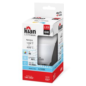 Lâmpada Kian Led Classic 6W Bivolt Branca