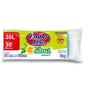 Saco Plástico Embalixo para Lixo Citrus 30lt 30un