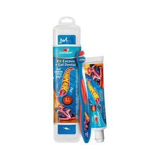 Escova Dental Condor + Gel Dental 6+ Kids Hot Wheelss com Estojo