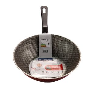 Frigideira Tramontina Loreto Wok Alumínio Funda Vermelha 28cm
