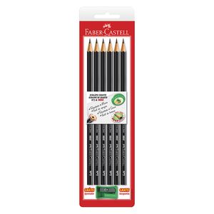 Lápis Grafite Faber Castell Sextavado com 6 Grátis Apontador