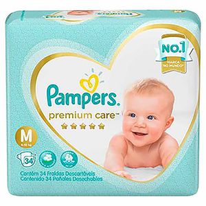 Fralda Pampers Premium Care M com 34Unidades