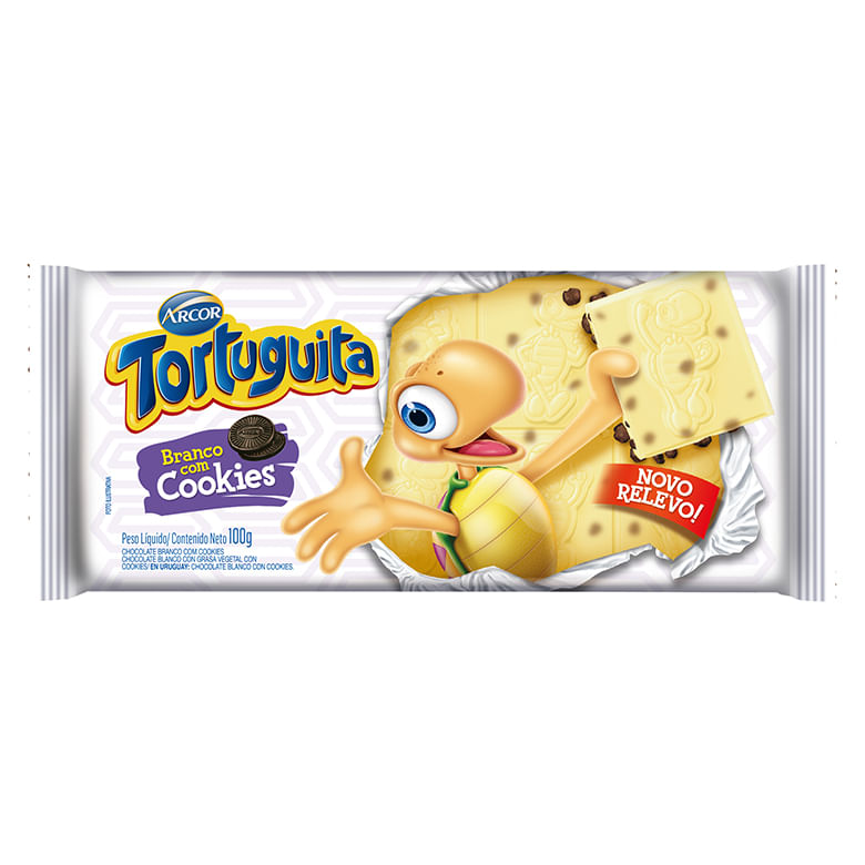 Chocolate Tortuguita Tablete Branco com Cookies 100g - Covabra