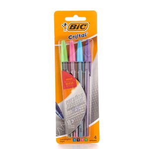 Caneta Bic Cristal Ultra Fina Fashion com 4Unidades