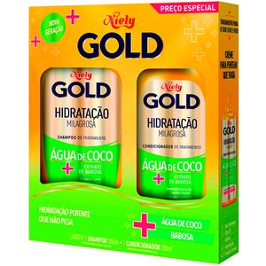 Shampoo 275ml + Condicionador 175ml Niely Gold Hidratação Óleo de Coco Un