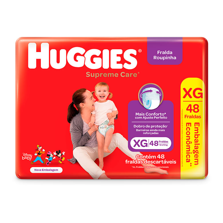 Fralda Huggies Supreme Care Roupinha Hiper XG Com 48un - Covabra