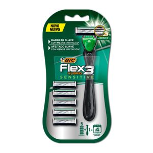 Aparelho Barbear Bic Flex 3 Hybrid Sensitive com 5 Cargas Un