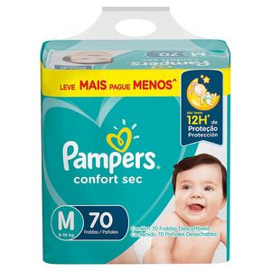 Fralda Pampers Confort Sec Bag Media 70Unidades