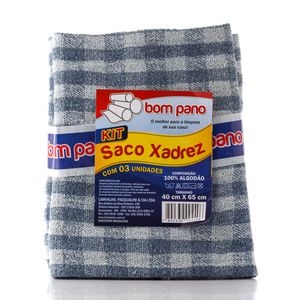 Saco Algodão Bom Pano Xadrez 3 Unidades