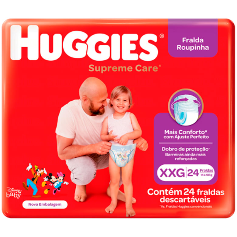 Fralda Huggies Supreme Roupinha XXG 24Unidades - Covabra