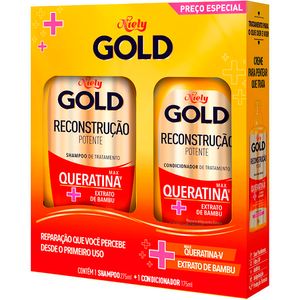 Shampoo 275ml + Condicionador 175ml Niely Gold Queratina Reconstrução Un