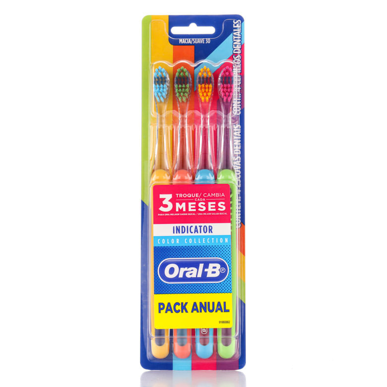 Escova Dental Oral B Color Indicator Collection 4Unidades - Covabra