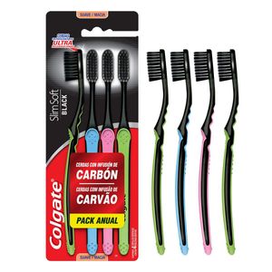 Escova Dental Colgate Slim Soft Black 4Unidades