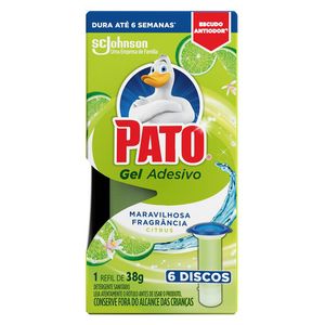 Detergente Sanitário Pato Gel Adesivo Citrus com 6 Discos Refil 6un