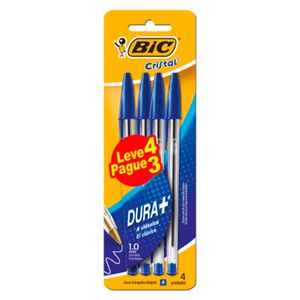 Caneta Bic Cristal Azul Leve 4 Pague 3Unidades