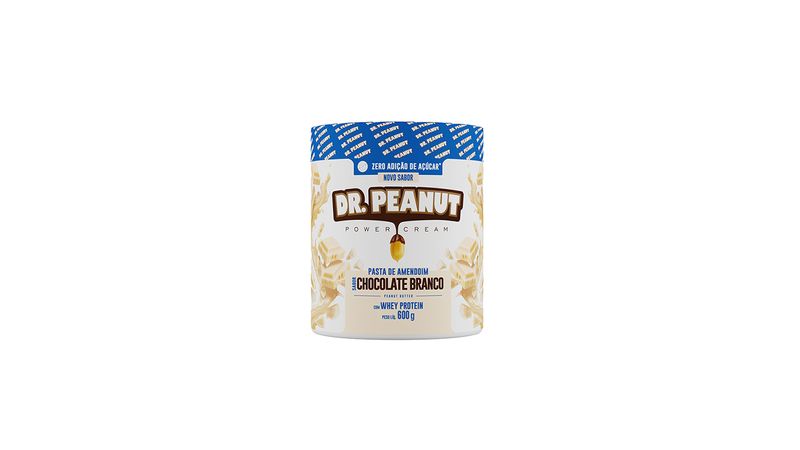 Pasta Amendoim Dr.Peanut Whey Protein Z. Açucar Choc. Branco 600g