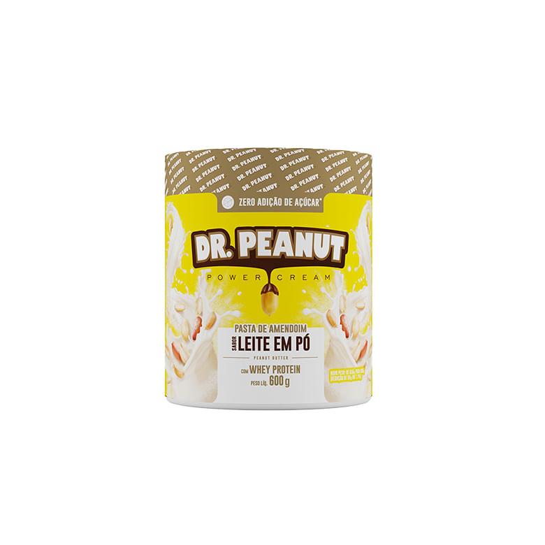 Pasta Amendoim Dr.Peanut Whey Protein Z. Açucar Leite em Pó 600g