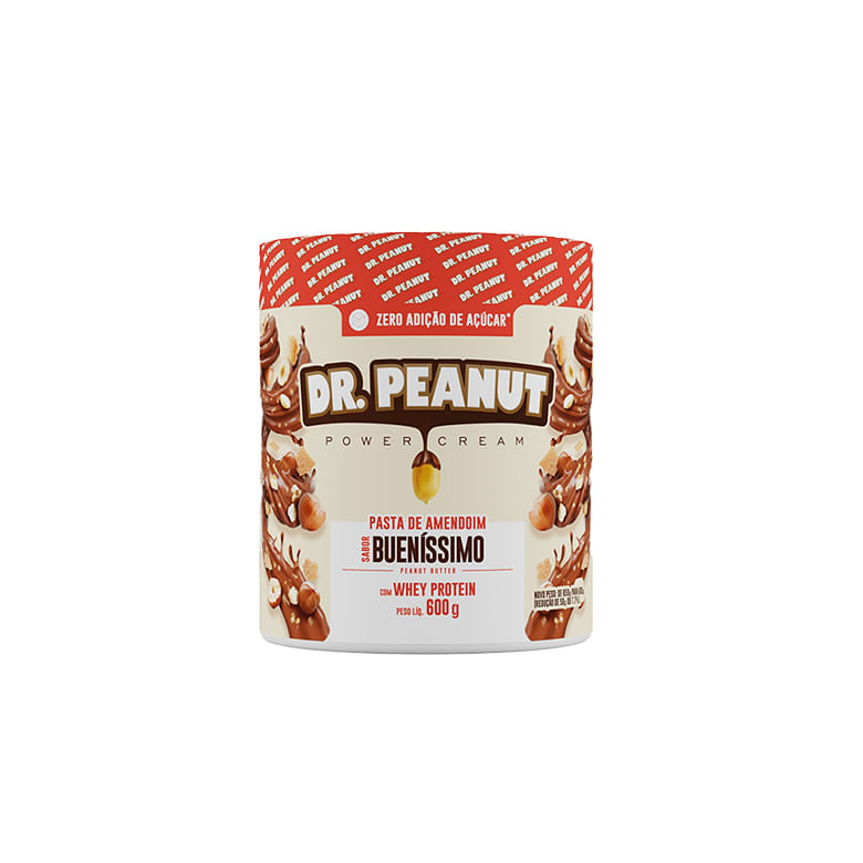Pasta Amendoim Dr.Peanut Whey Protein Z. Açucar Buenissimo 600g