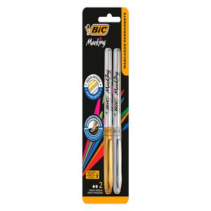 Marcador Bic Permanente Ouro/Prata 2Unidades