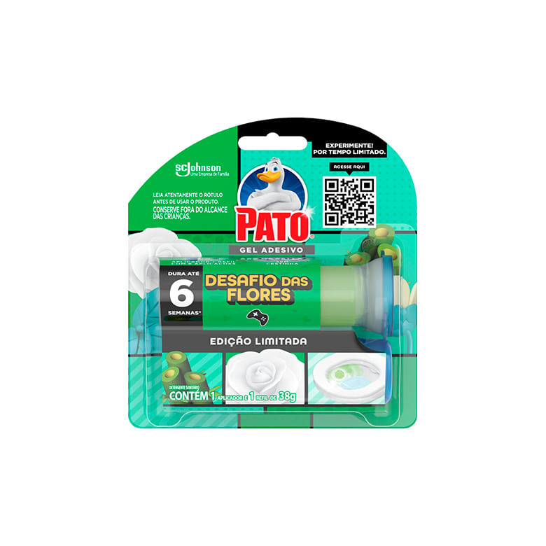 Detergente Sanitário Pato Gel Adesivo Desafio das Flores Aplicador com 6  Discos 38g - Covabra