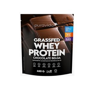 Suplemento Alimentar Pura Vida Grassfed Whey Protein Chocolate Belga Pó 450g