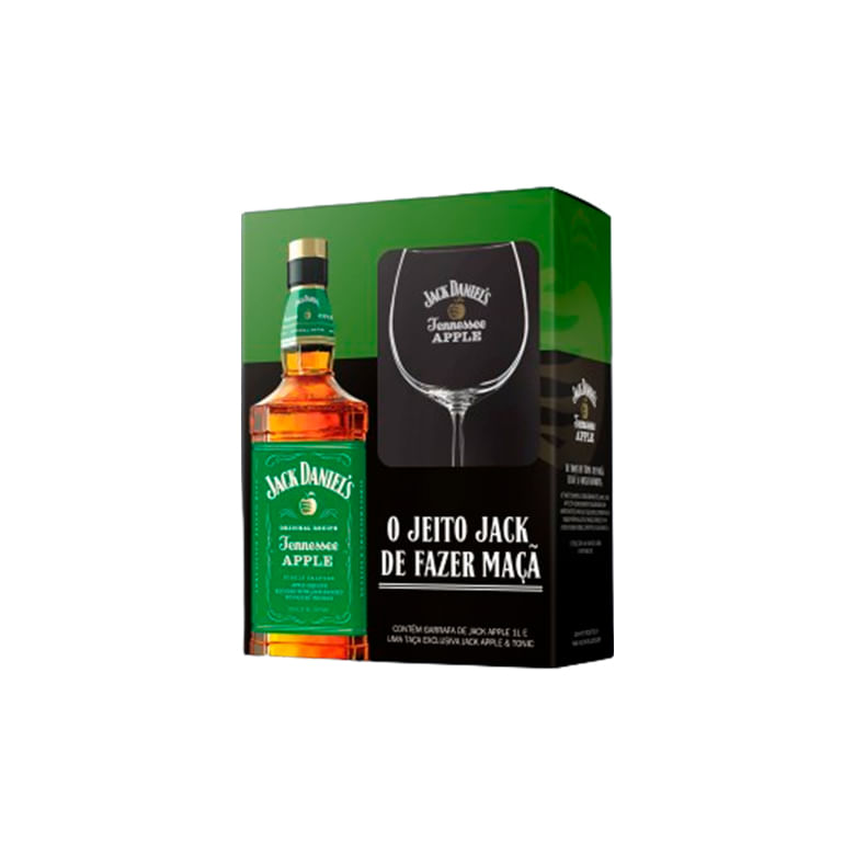 Whiskey Jack Daniels Apple com Taça 1l - Covabra Whiskey Jack Daniels Apple com Taça 1l - Covabra