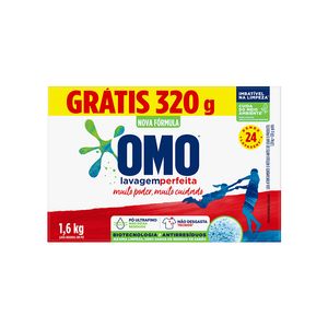 Lava Roupas Omo Lavagem Perfeita 1,6kg Grátis 320g un